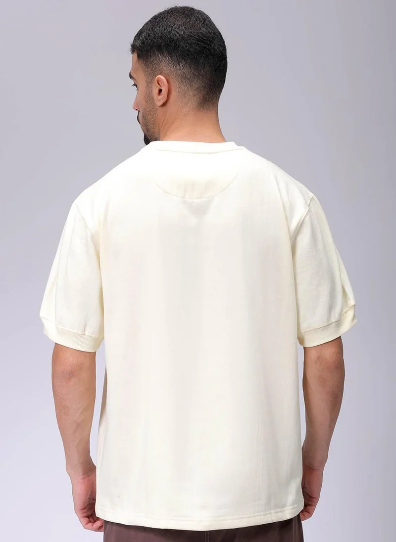 The Indian Garage Co Men Oversized Solid Crew Neck Overhead Sweatshirt