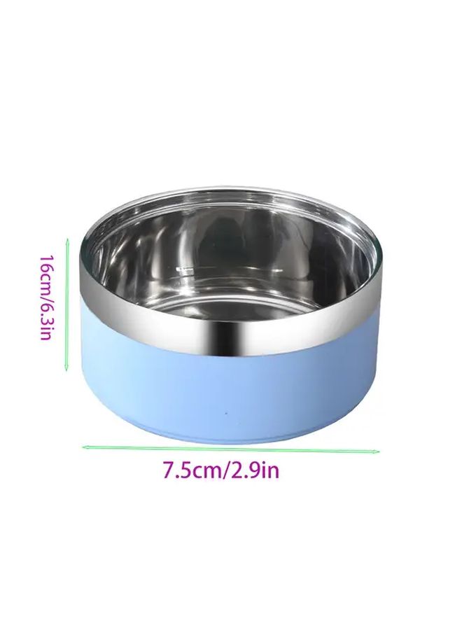 Gray Double Layer Stainless Steel Pet Water Dish Bowl With Non Slip Base For Dogs Cats Indoor Outdoor Use - Image 2
