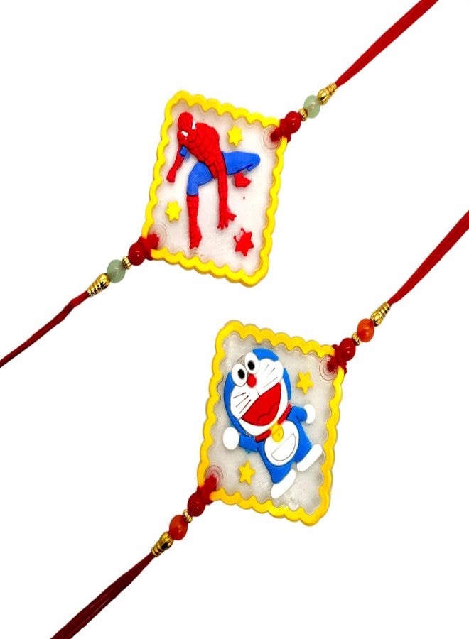 Elleva Stylish Kids Rakhi Bracelet Boys (Set of 2) | Cartoon Rakhi for Brother Rakshabandhan Gift Combo | Designer Children, Little Brother Rakhis set (Pack of 1) (Rakhi (3)) - Image 1