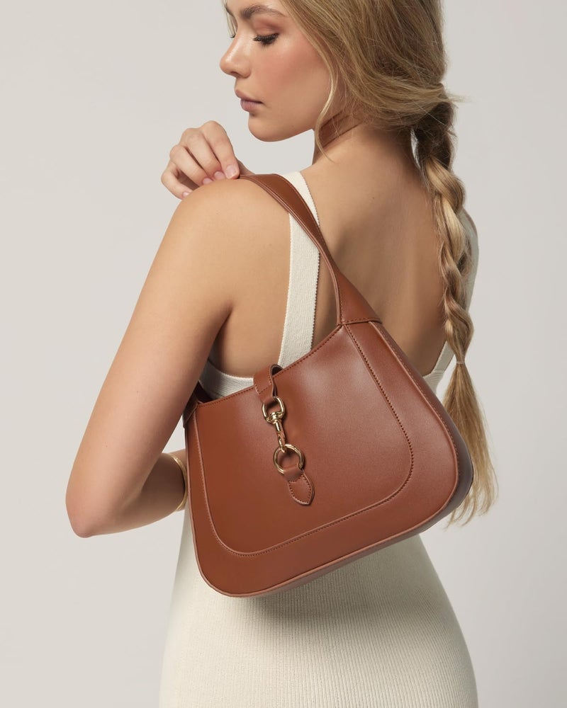 Apryl Shoulder Bag for Women - Small Shoulder Purses - Brown Purse - Cute Trendy Handbags - Adjustable Strap Vegan Leather - Image 2