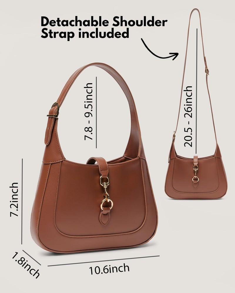 Apryl Shoulder Bag for Women - Small Shoulder Purses - Brown Purse - Cute Trendy Handbags - Adjustable Strap Vegan Leather - Image 4