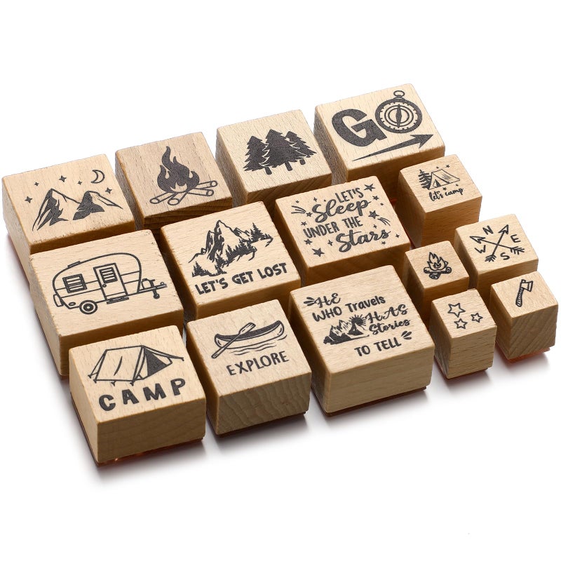 Chivertion 15 Pcs Dinosaur Rubber Stamps Set Dinosaur Shape Wooden Rubber Stamps Cute DIY Seal Set for Crafting Decor and DIY Scrapbooking Card Making Hand Book - Image 1