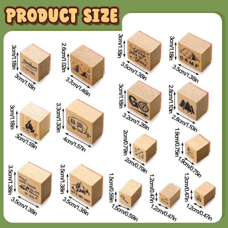 Chivertion 15 Pcs Dinosaur Rubber Stamps Set Dinosaur Shape Wooden Rubber Stamps Cute DIY Seal Set for Crafting Decor and DIY Scrapbooking Card Making Hand Book - Image 2