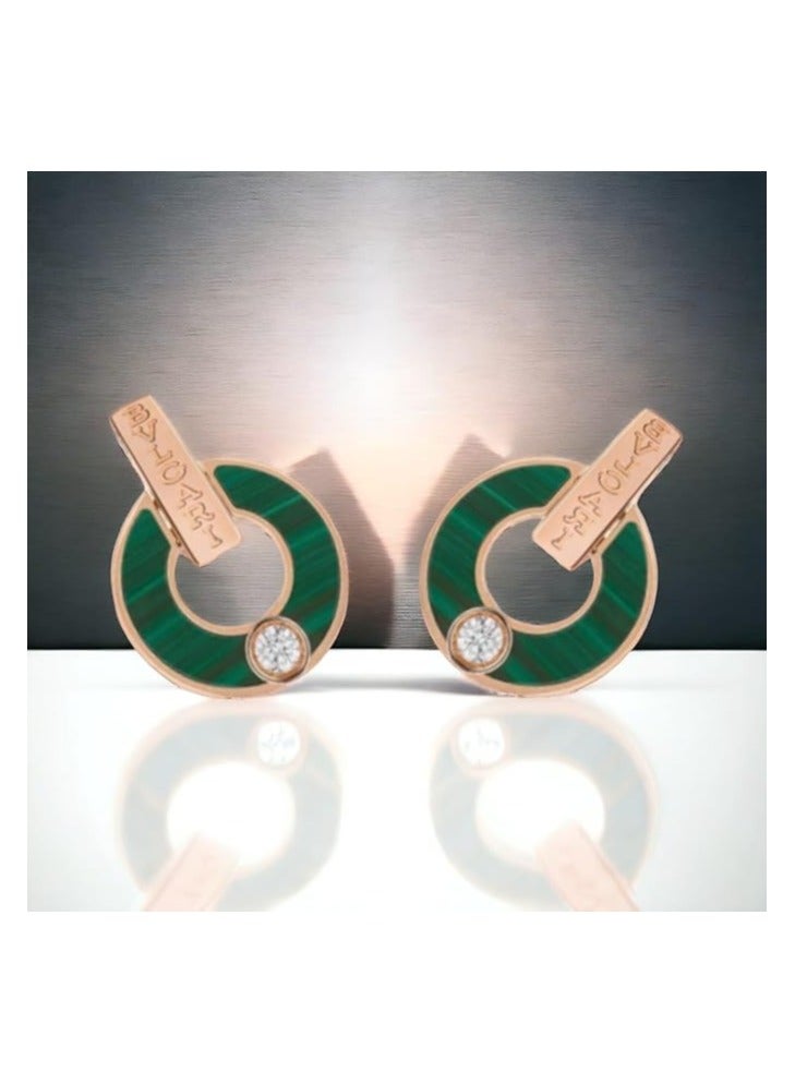 bunca Women's Copper Green Stone Earring - Image 3