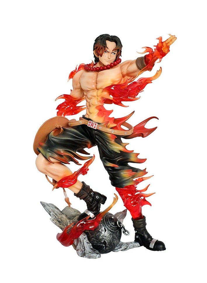 general ONE PIECE Flame Flower Ace, anime statue scene, model, ornament figure for fans and friends, home decoration (28cm)  - Image 1