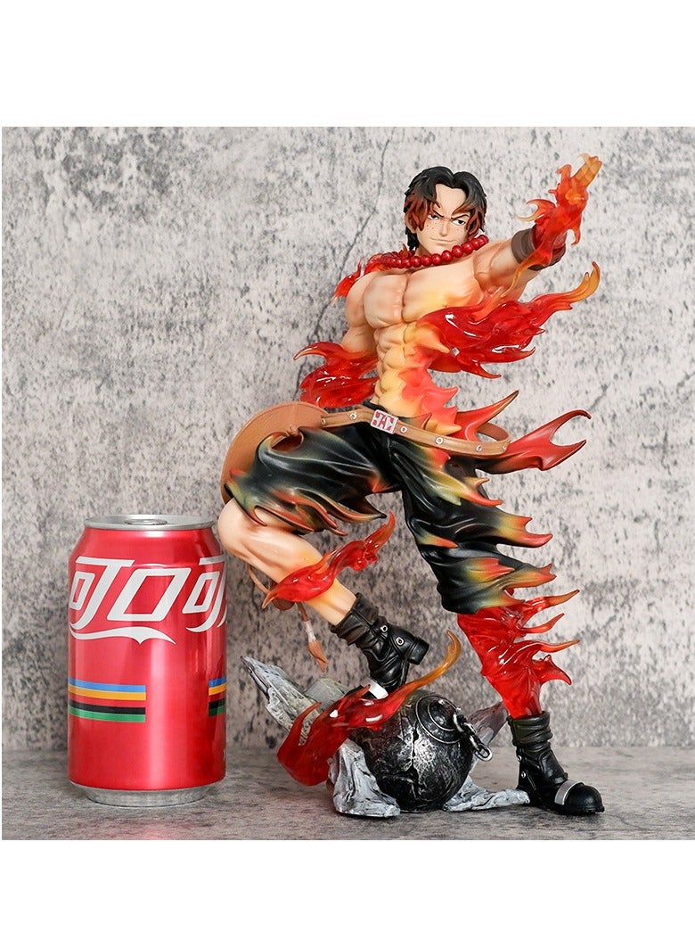general ONE PIECE Flame Flower Ace, anime statue scene, model, ornament figure for fans and friends, home decoration (28cm)  - Image 2