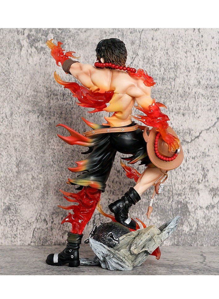 general ONE PIECE Flame Flower Ace, anime statue scene, model, ornament figure for fans and friends, home decoration (28cm)  - Image 3