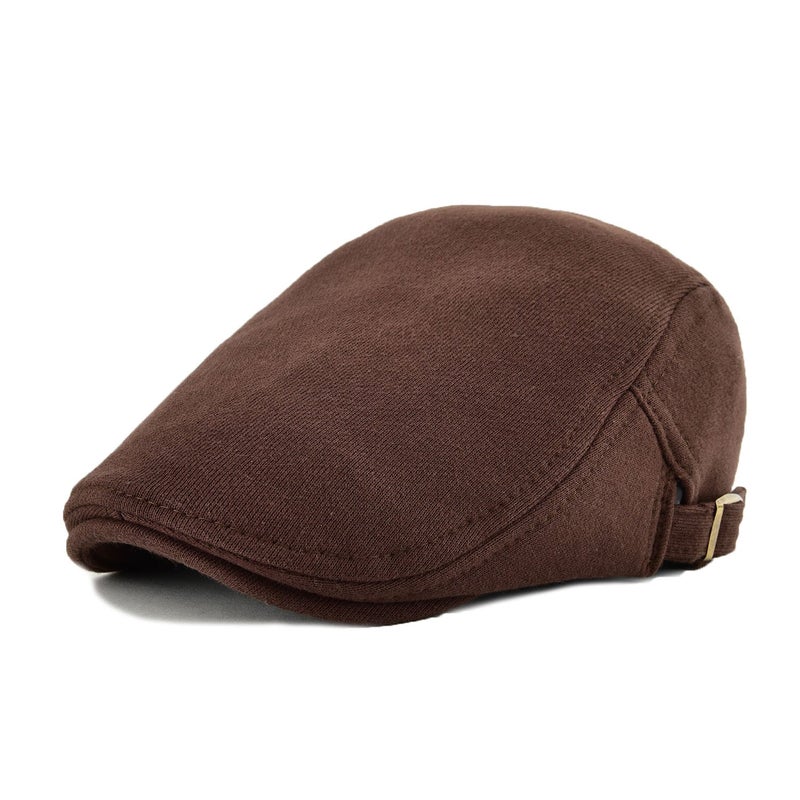 VOBOOM Men Newsboy Cap Cotton Flat Ivy Gatsby Driving Hat (Brown) - Image 1