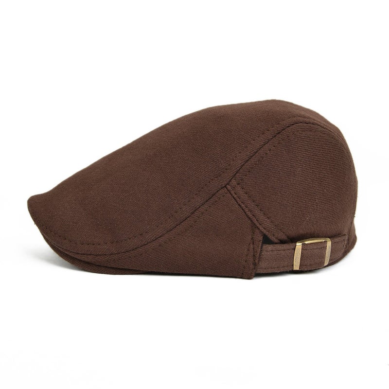 VOBOOM Men Newsboy Cap Cotton Flat Ivy Gatsby Driving Hat (Brown) - Image 2