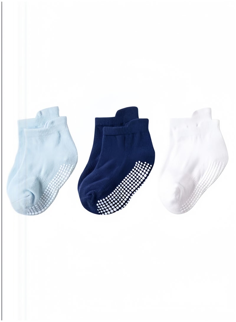 6 pairs of baby socks, soft solid color socks, anti-slip socks for infants and toddlers, multi-color toddler socks - Image 3