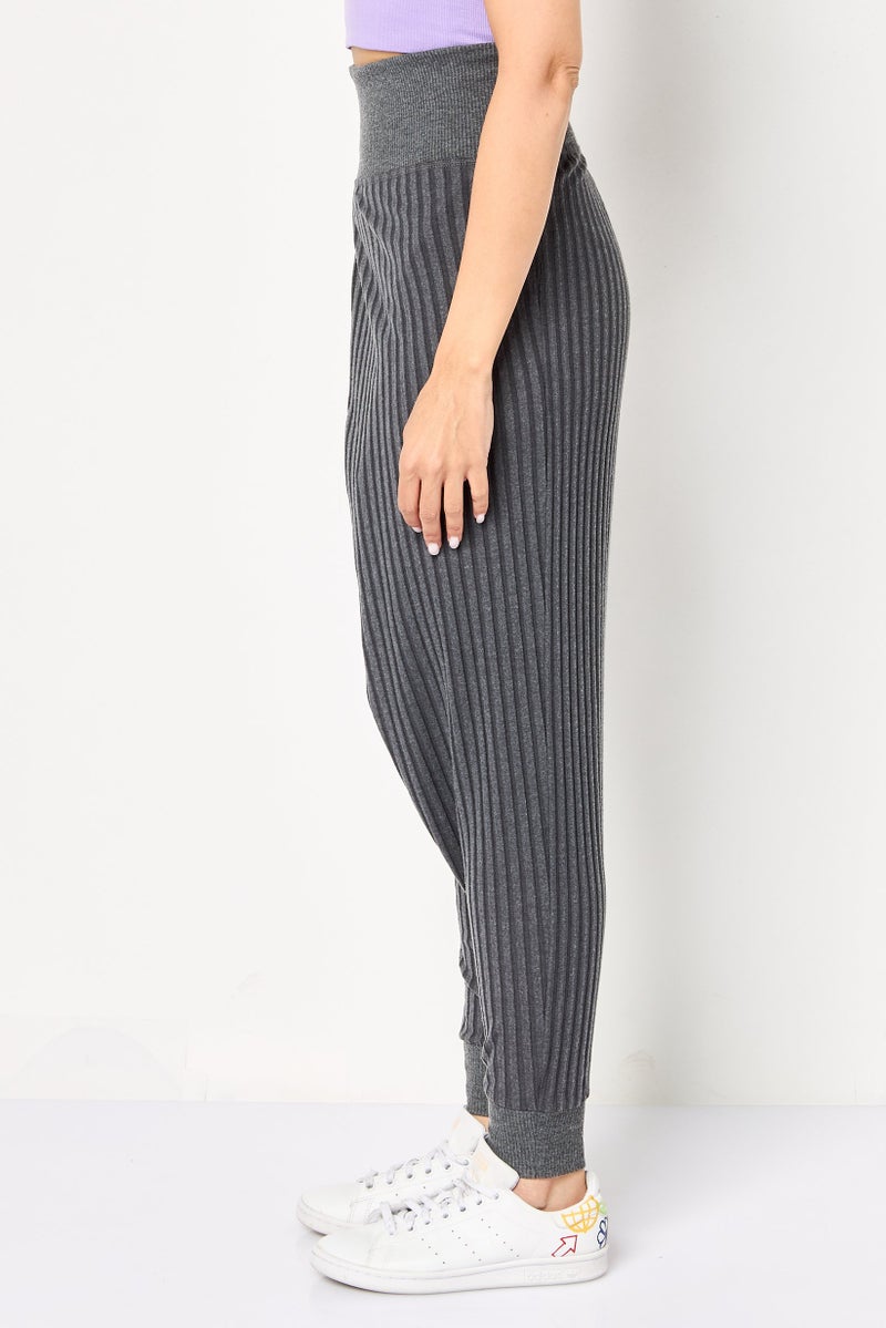 Nike Women Loose Fit Stripe Yoga Leggings, Grey - Image 3