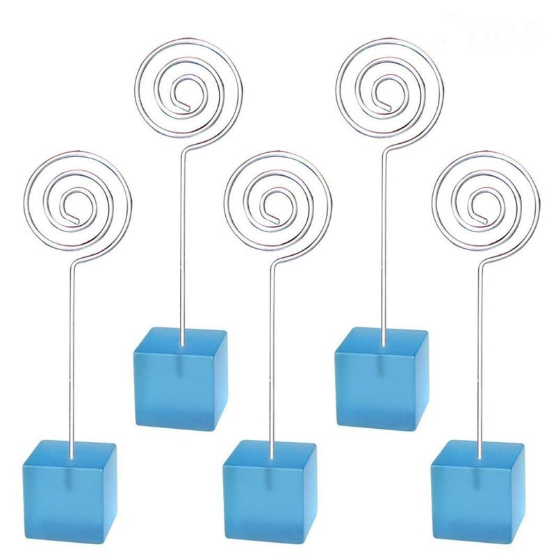 Xiaoyztan Light Blue Resin Cube Base Circle Shape Clip Card Note Table Stand Holder for Displaying Memo Clip Holder Stand Pack of 5 - Image 4