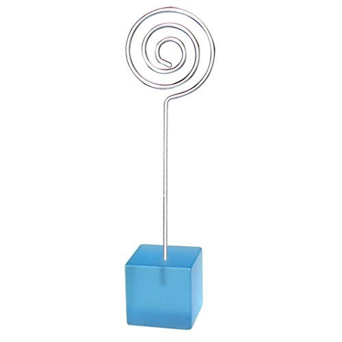 Xiaoyztan Light Blue Resin Cube Base Circle Shape Clip Card Note Table Stand Holder for Displaying Memo Clip Holder Stand Pack of 5 - Image 3