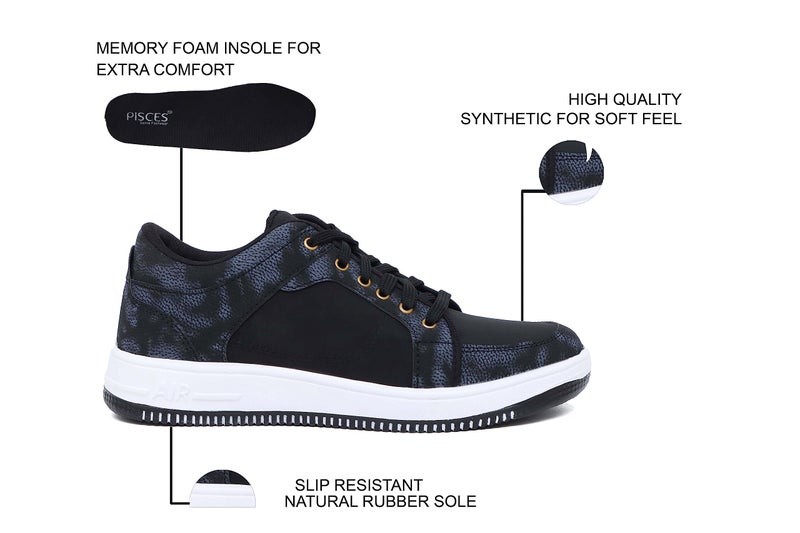 Pisces Men's Black Synthetic Sneakers Shoes - 10 UK - Image 5