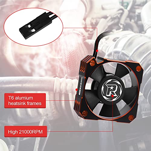 ARRAROWN مروحة تبريد RC 1/10 35 مم 21000 دورة في الدقيقة 8.4V ألومنيوم ESC محرك مروحة تبريد مبرد RC Car 1/8 1/10 Scale 3650,3660,3670 محرك بدون فرش (أسود+برتقالي) - Image 3