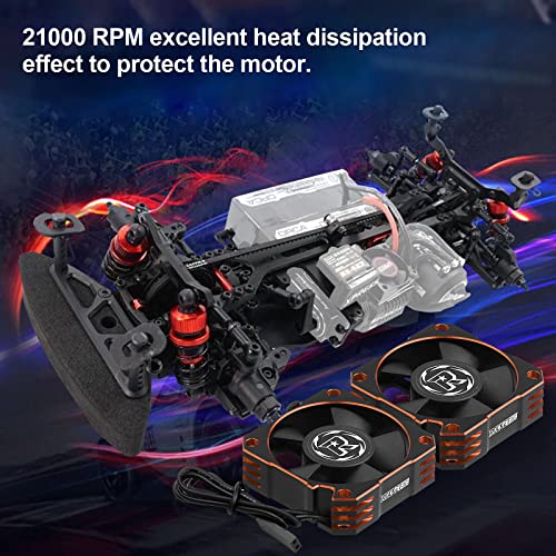 ARRAROWN مروحة تبريد RC 1/10 35 مم 21000 دورة في الدقيقة 8.4V ألومنيوم ESC محرك مروحة تبريد مبرد RC Car 1/8 1/10 Scale 3650,3660,3670 محرك بدون فرش (أسود+برتقالي) - Image 5