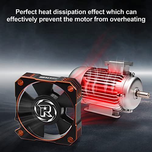 ARRAROWN مروحة تبريد RC 1/10 35 مم 21000 دورة في الدقيقة 8.4V ألومنيوم ESC محرك مروحة تبريد مبرد RC Car 1/8 1/10 Scale 3650,3660,3670 محرك بدون فرش (أسود+برتقالي) - Image 4