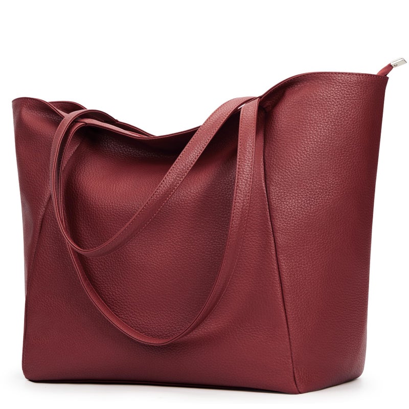 KALIDI Large Tote Bag Vegan Leather Casual Zipper Work Bag Weekender Hobo for Women 27L Oversize Shoulder Travel Purse - Image 1