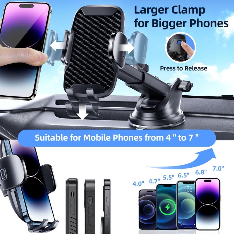Vexloria Car Phone Holder with 360° Rotation and Strong Suction Power for 4.0''-7.0'' Phones - Image 3