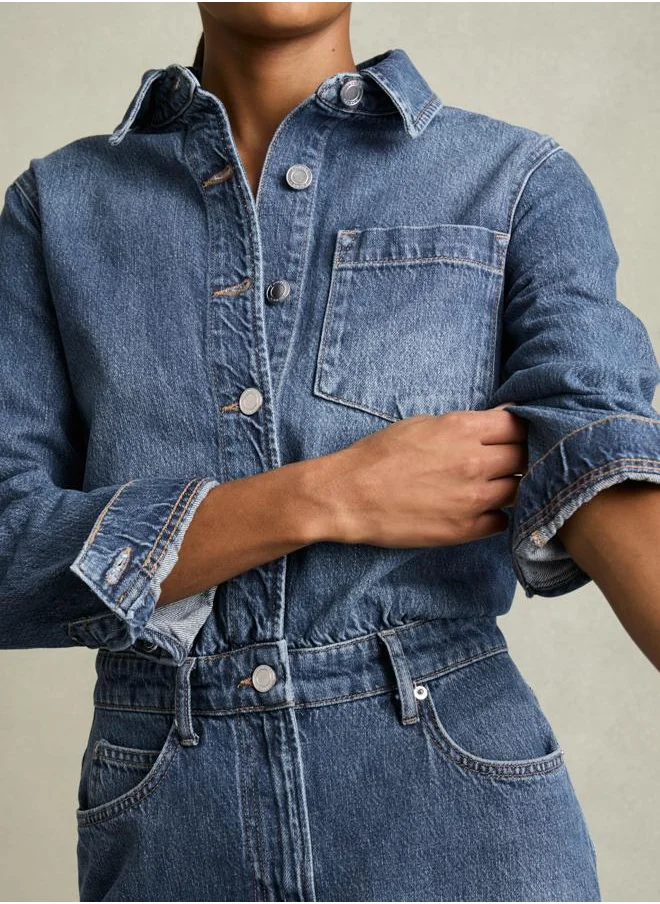 REISS Denim Midi Dress