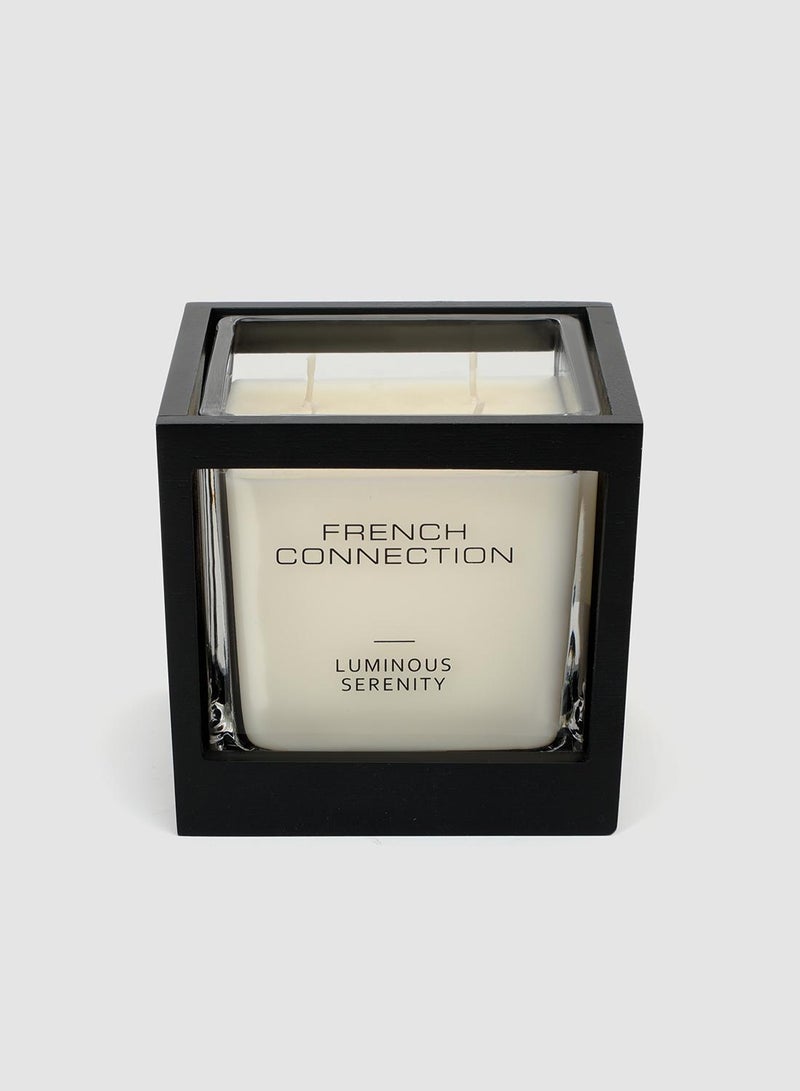 French Connection Black Wooden surround Luminous Serenity Candle 480G - Image 2