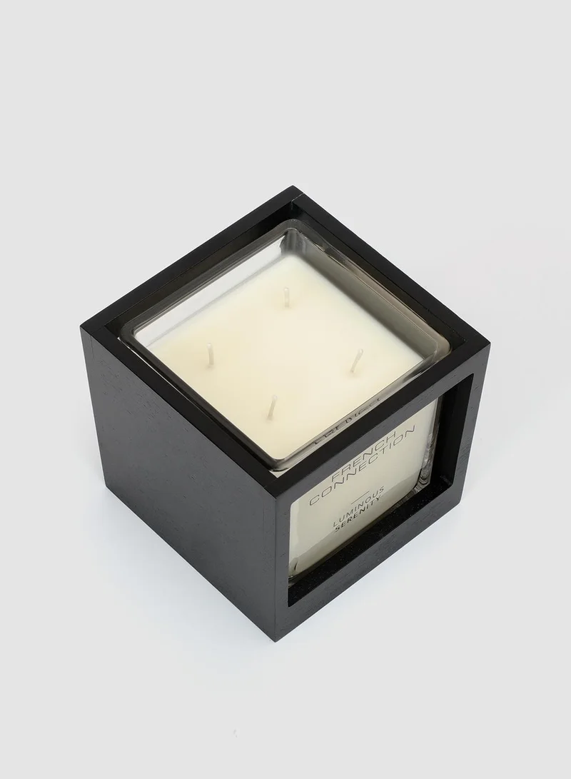 French Connection Black Wooden surround Luminous Serenity Candle 480G