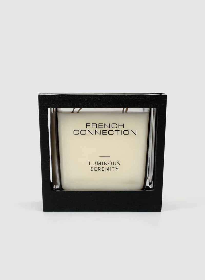 French Connection Black Wooden surround Luminous Serenity Candle 480G - Image 1