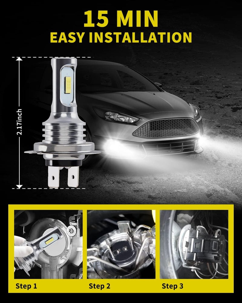 Antline Super Bright H7 H7LL LED Bulb 6000K White Version 3570 CSP-Chips LED Fog Lights DRL Replacement (Pack of 2) - Image 4