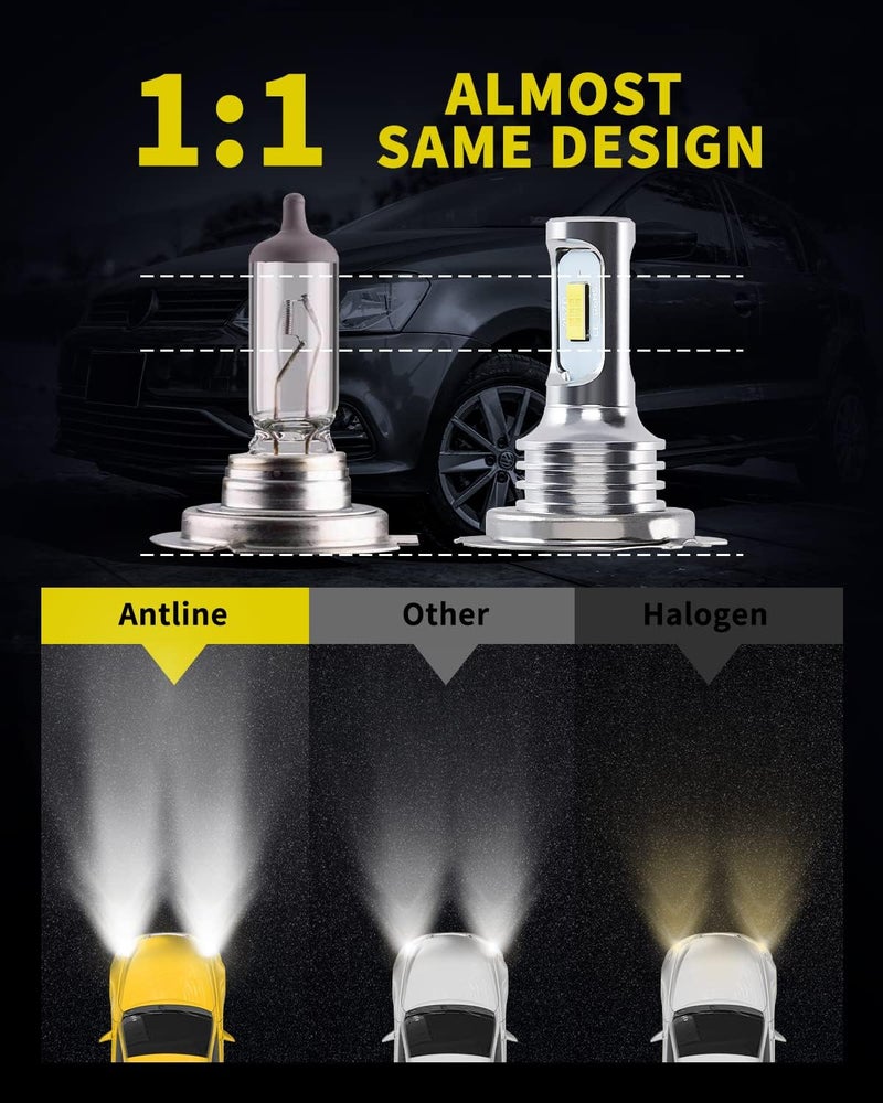Antline Super Bright H7 H7LL LED Bulb 6000K White Version 3570 CSP-Chips LED Fog Lights DRL Replacement (Pack of 2) - Image 3