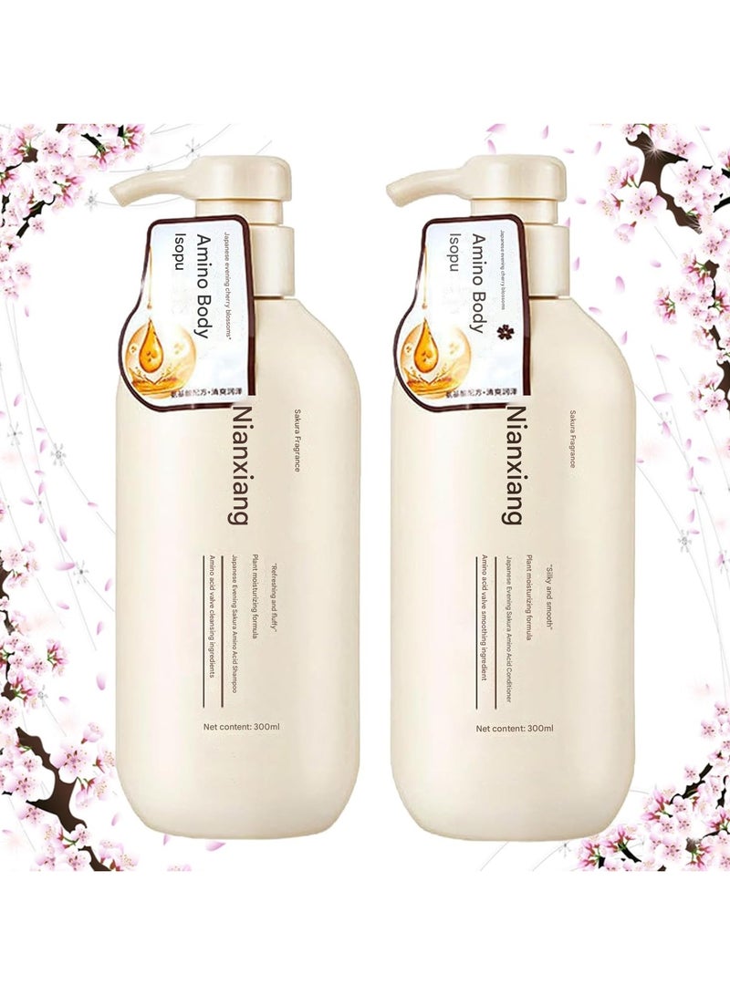 Sakura Japanese Shampoo, Shampoo Conditioner Japanese and shower gel，Prevent hair loss and repair dry and damaged hair, Thick and Smooth Hair, for All Hair Type - Image 1