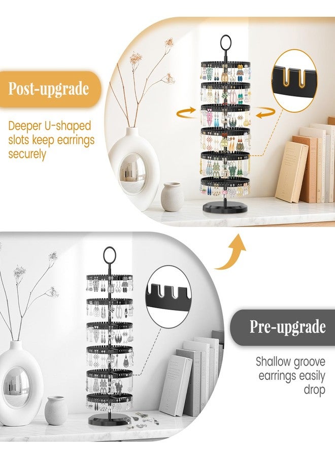 EsLuker.ly Earring Holder Organizer Rotating Stud Display Tree Rack with 342 U-Slots for Women Girls, Large Adjustable 6 Tier Plastic Storage Stand with Metal Tray for Pierced Hoop Post Earring, Black - Image 4