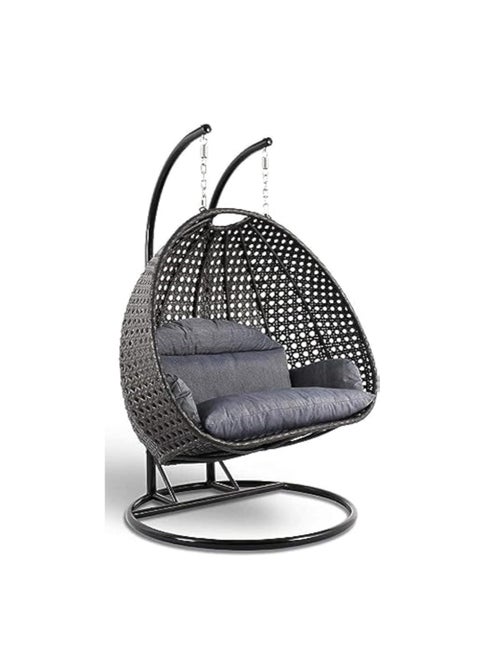 Sweet Furniture two-person swing, fully iron, covered with natural rattan, treated against rust, can bear a weight of 300 kg, in addition to cotton pillows
