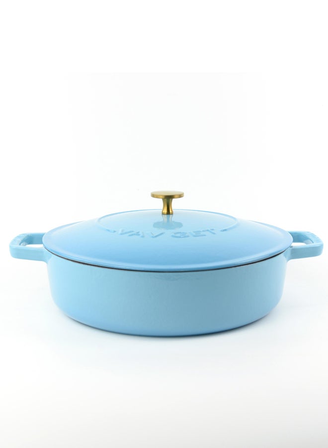 VAV GET Enameled Cast Iron Dutch Oven Braiser. 28cm, 3.79L, Ocean Blue - Image 1