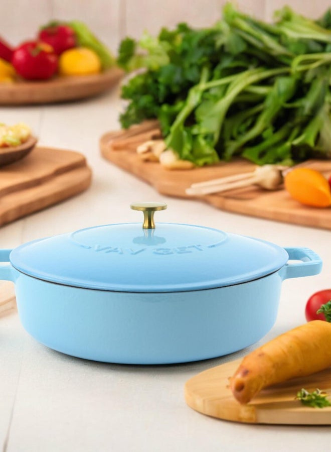 VAV GET Enameled Cast Iron Dutch Oven Braiser. 28cm, 3.79L, Ocean Blue - Image 2