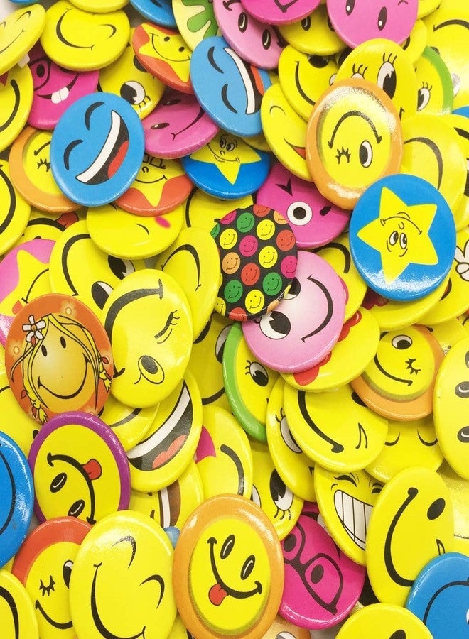 HYHP 100 Pieces Smiley Face Pin, Mini Buttons Mini Smiley Smile Face Button Pins (1.2 Inch, Shipped Randomly) - Image 1