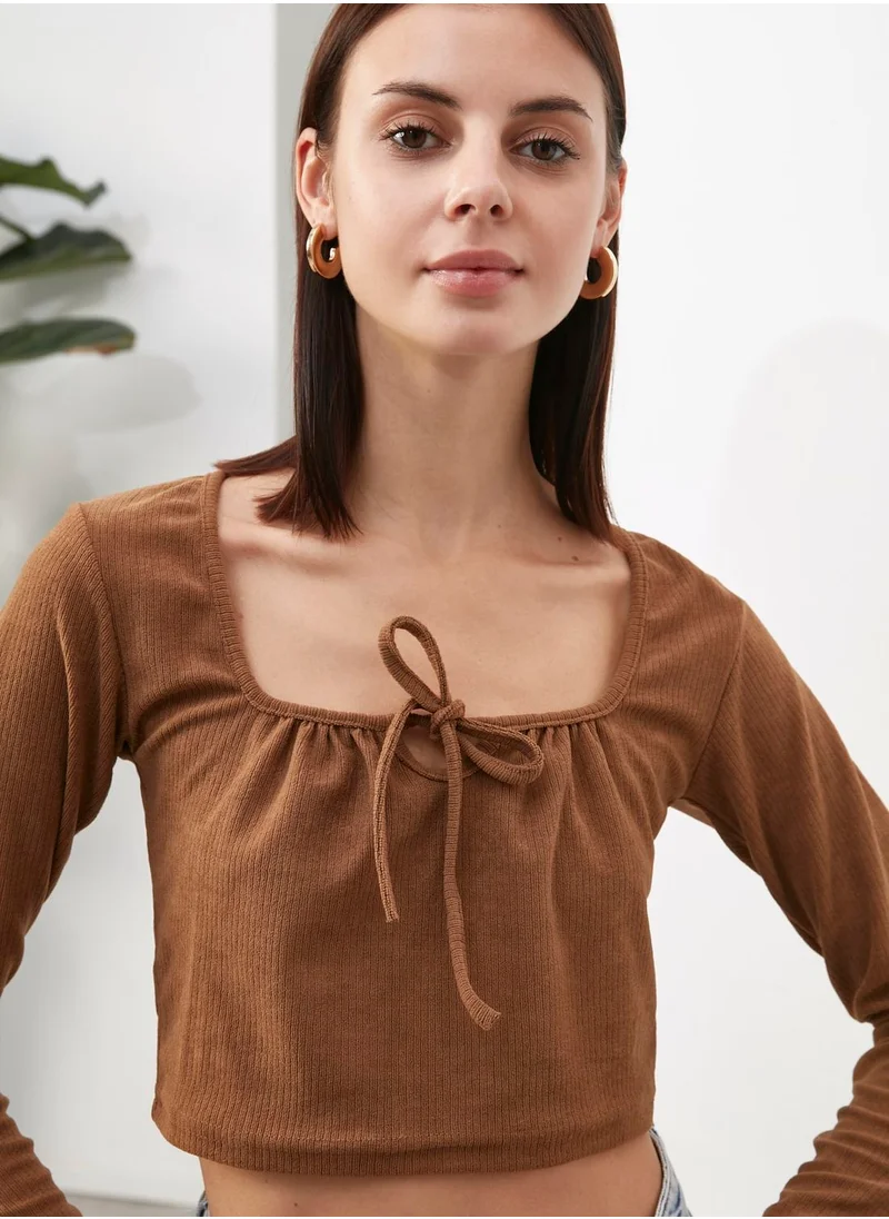 trendyol Square Neck Knitted Top