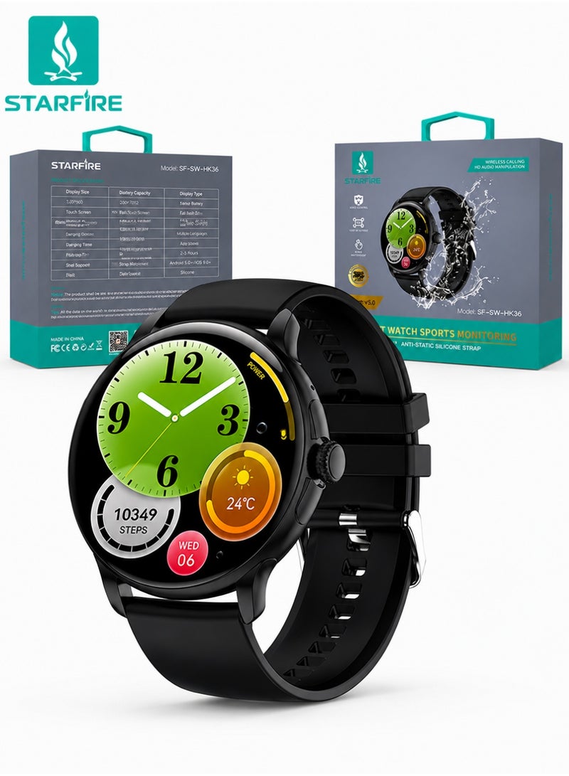 Starfire Smart Watch Starfire SF-SW-HK49, Bluetooth Calling Watch with 1.43 Inch Full Touch Screen, IP68, Zinc Alloy Body, Black - Image 1