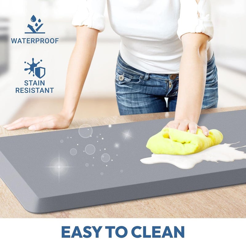 StepLively 4/5 Inch Thick Kitchen Mat - Cushioned Anti Fatigue Mats for Kitchen Floor - Easy to Clean, Waterproof, Non-Slip Kitchen Rug for Sink, Office, Kitchen (20''x39'' Grey) - Image 3