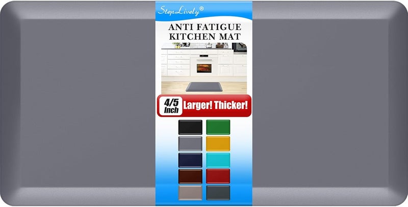 StepLively 4/5 Inch Thick Kitchen Mat - Cushioned Anti Fatigue Mats for Kitchen Floor - Easy to Clean, Waterproof, Non-Slip Kitchen Rug for Sink, Office, Kitchen (20''x39'' Grey) - Image 1