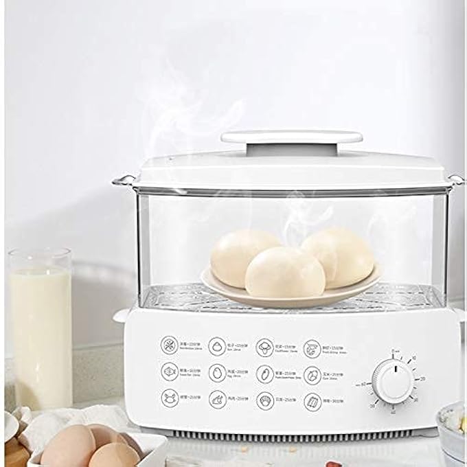 Household Electric Steamer MultiFunctional DoubleLayer steam Boiler Breakfast Large Capacity Electric Steamer Home (Size : Small) - Image 3