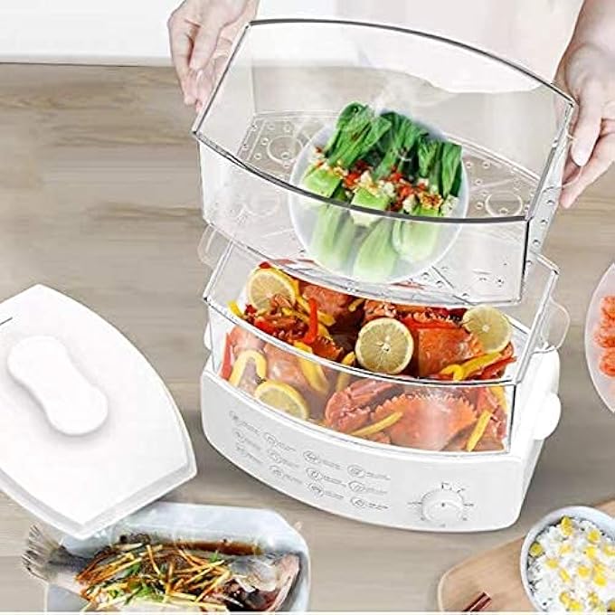 Household Electric Steamer MultiFunctional DoubleLayer steam Boiler Breakfast Large Capacity Electric Steamer Home (Size : Small) - Image 5