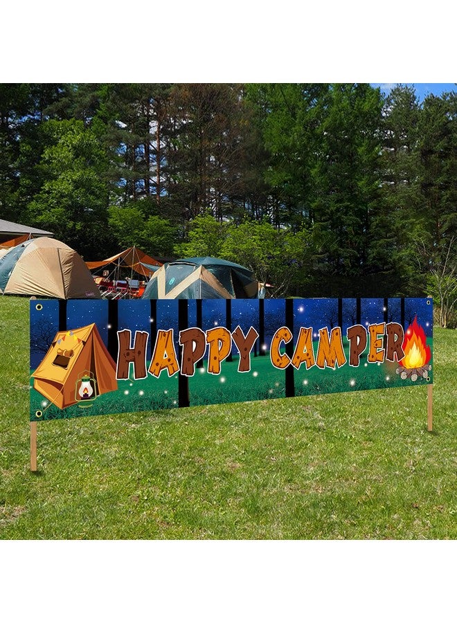 Excelloon Camping Party Decorations Happy Camper Banner, Camping Theme Birthday Party Supplies, Camp Adventure Baby Shower Indoor Outdoor Party Decor - Image 1