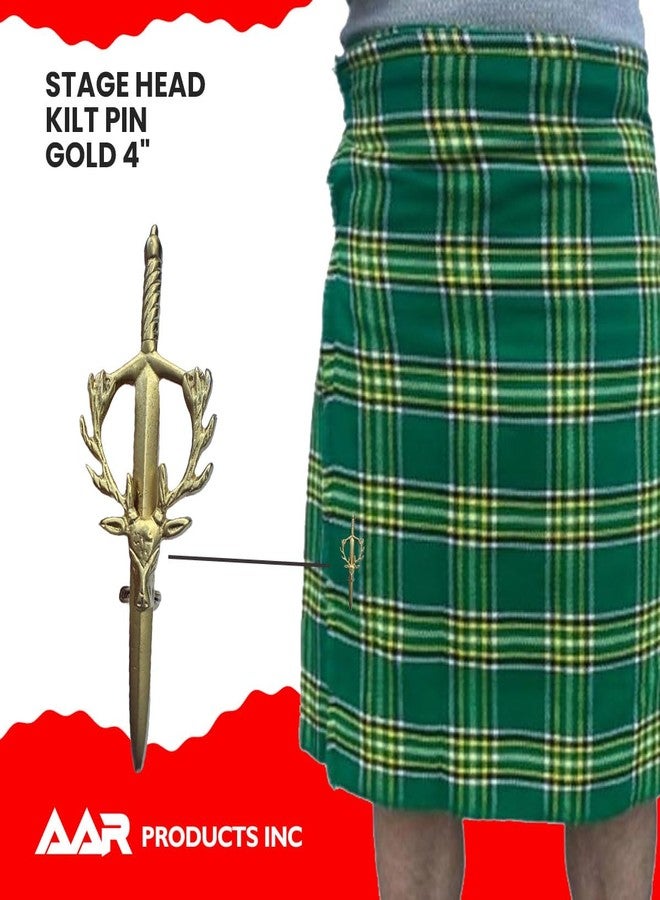 AAR Stag Head Kilt Pin Gold Plated Highland Scottish Celtic Design Kilt Accessory - Image 5