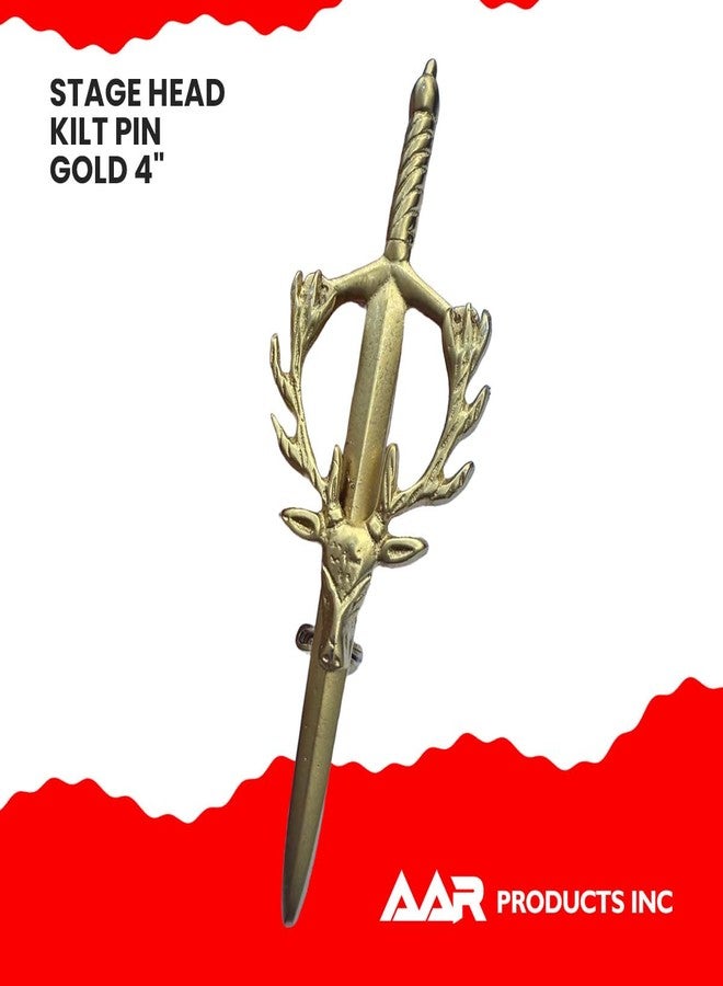 AAR Stag Head Kilt Pin Gold Plated Highland Scottish Celtic Design Kilt Accessory - Image 4