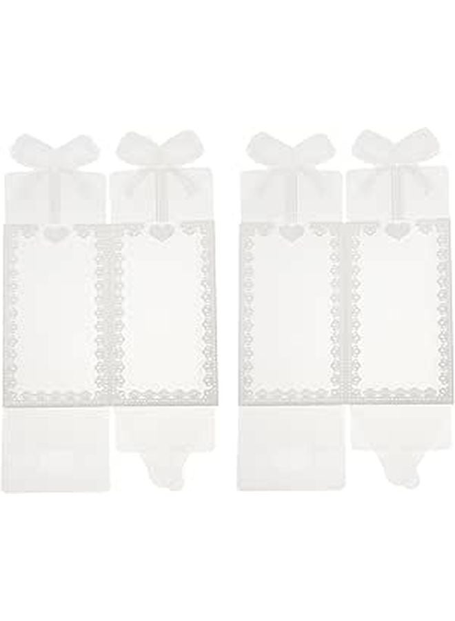 Pvc Sugar Boxes with Bowknot Rectangular Candy Containers 6x6x10 5cm for Wedding Party Supplies - Image 1