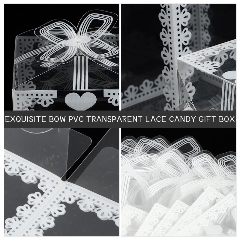 Pvc Sugar Boxes with Bowknot Rectangular Candy Containers 6x6x10 5cm for Wedding Party Supplies - Image 4