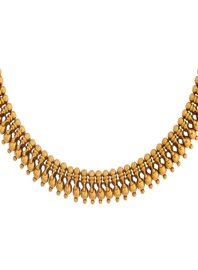 KUSHAL'S Fashion Jewellery Gold Plated Antique Necklace for Women | Adjustable Thread | Festive, Bridal & Occasion Wear - 462962 - Image 4