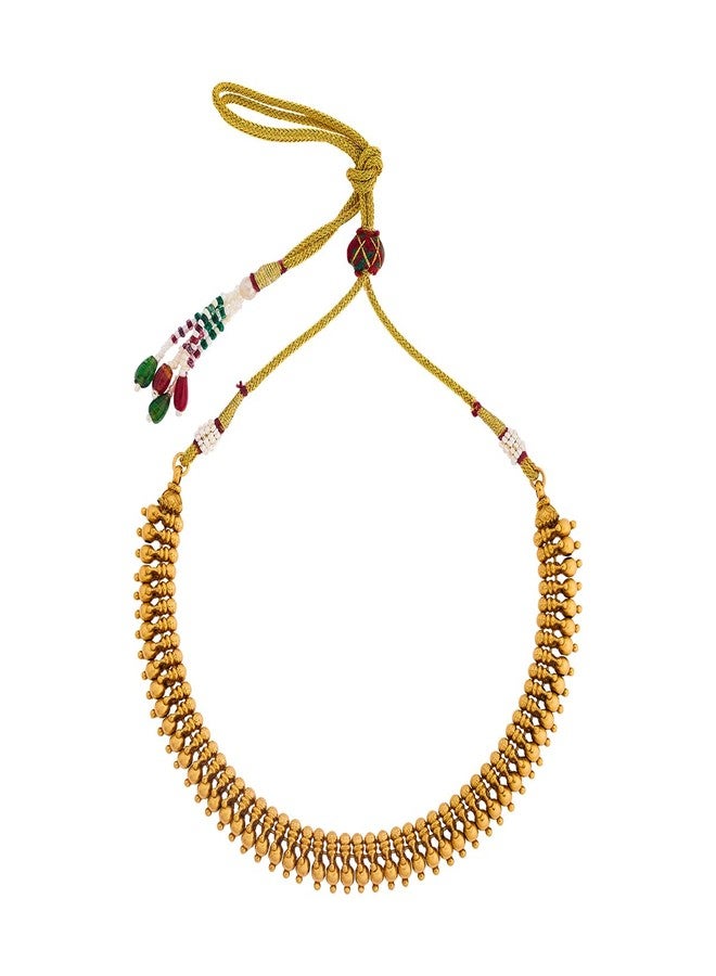 KUSHAL'S Fashion Jewellery Gold Plated Antique Necklace for Women | Adjustable Thread | Festive, Bridal & Occasion Wear - 462962 - Image 3