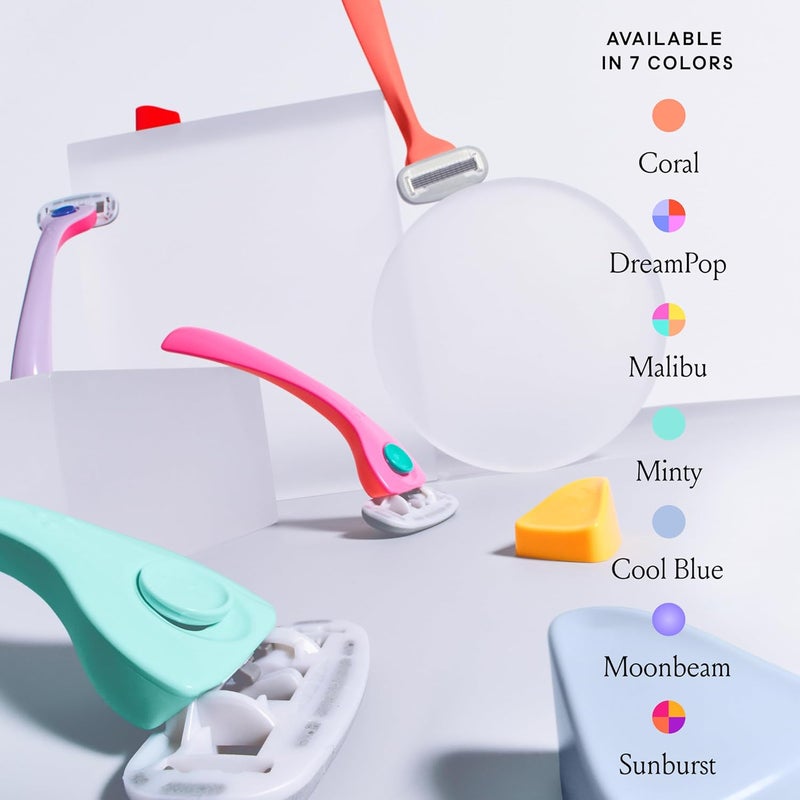 Billie Razors for Women Shave Kit – Women’s Razor + 4 x 5-Blade Razor Refills + Magnetic Holder – Coral - Image 5