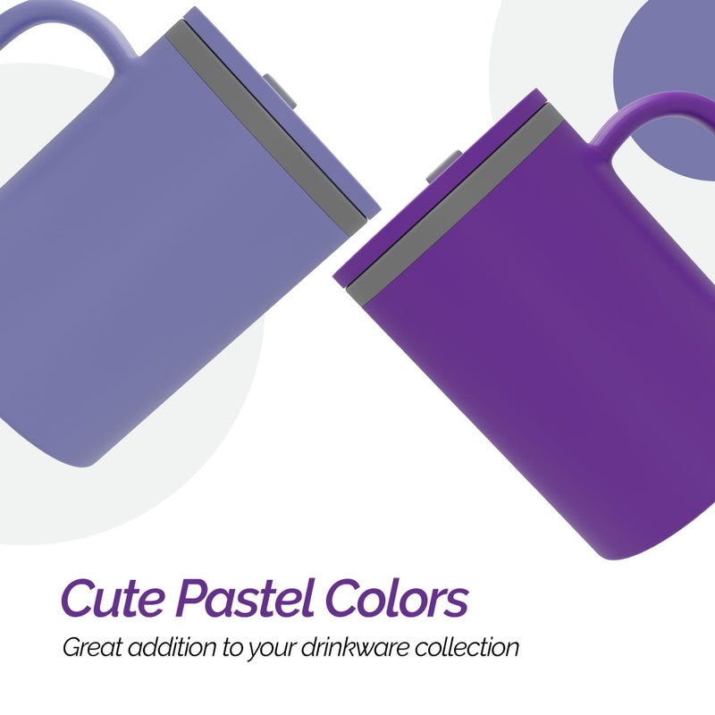 Copco Iconic 16oz Double Wall Insulated Desk Mug with Lid & Handle, Set of 2, BPA-Free Reusable Plastic, Spill-Proof, Microwave & Dishwasher Safe, Wide Mouth, Cup Holder Friendly (Purple/Light Purple) - Image 4